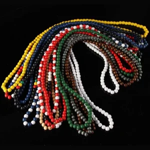 KOMI Fashion Jewelry 8mm Good Wood Beaded Chain Necklace Hiphop Multi Color Wooden Beads Long Chain Necklace for Men Women