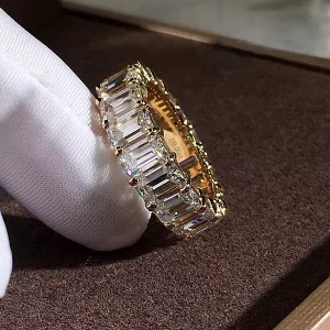 KYRA0672 CZ Ring 18K Gold Plated High Quality Fashion Jewelry 3A Zircon Eternity Band for Women for Engagement