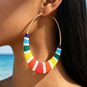 Kaimei Fashion Jewelry Vintage Leopard Circle Earrings Fashion Exaggerated Geometry Exaggerated Big Clip On Hoop Earrings