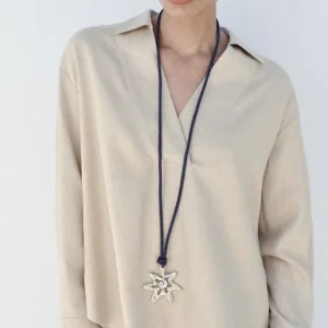 Kaimei Fashion Jewelry Vintage Texture Geometric Rope Long Necklace Handmade Hollow Necklaces Sunflower Pendant Accessories