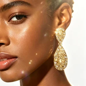 Kaimei New Fashion Jewelry Bohemian Diamond Drop Earring Big Hip Hop Geometric Rhinestone 18K Gold Dangle Women Earrings