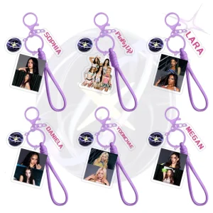 Katseye International Girl Group Merchandise Keychain with Layered Acrylic Pendant Lara MEGAN DANIELA SOPHIA Album Pendant