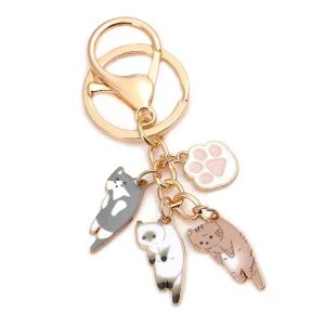 Kawaii Cat Keychain Pet Paw Key Ring Animal Footprint Key Chains Souvenir Gifts for Women Men Car Keys DIY Handmade Jewelry