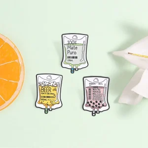 Kawaii Drink Infusion Bag Enamel Pin Novelty Beverage Brooch For Collectible Gift