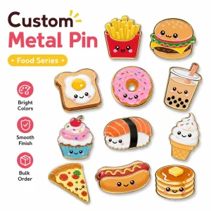 Kawaii Food Soft Enamel Lapel Badge Custom Snack Dessert Logo Brooch Party Promotional Gift Bulk Maker Metal Pin