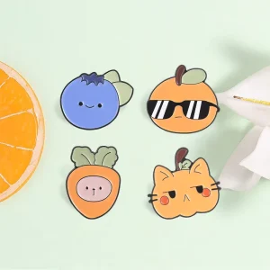 Kawaii Plant Cartoon Enamel Pin Cute Fruit Vegetable Character Brooch For Collectible Gift