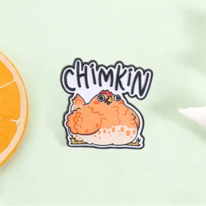 Kawaii Round Fat Chicken Brooch Chibi Farm Animal Badge for Clothing Accessories