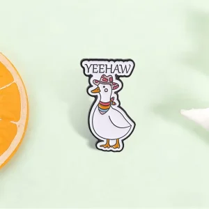 Kawaii Western Farm Duck Enamel Pin Funny Cowboy Animal Brooch For Collectible Gift