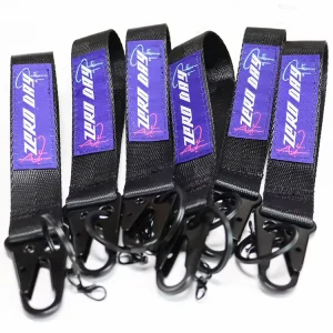 Keepfly Gift Promotional Carabiners Logo Wrist Lanyard Woven Embroidered Custom Short Wrist Keychain with Eagle Hook