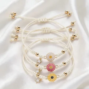 Kevlar Bracelet Small Fresh Daisy Sweet Sunflower Star Pendant Resin Woven Hand Rope