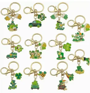 Key Chain Gift St Patrick’s Day Lucky Clover Keychain Hat Keychain Green Hat Charm Irish Themed