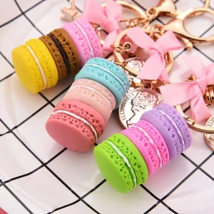 Key Chains Women Fashion Bag Charm Pendant Ice Key Chains Cute Macarons Tower Personalized Cake Keychain