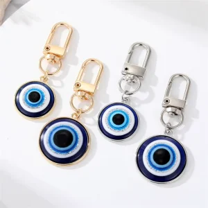 Key Ring Bag Charms Big Round Blue Lucky Turkish Evil Eye Keychain