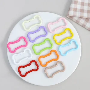Keychain Zinc Alloy Bone Shaped Spring Clasp Candy Colored Painted Keychain Bag Charm Jewelry Findings