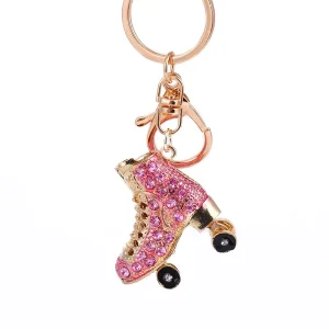 Keyrings KeyChains Crystal Rhinestone Roller Skates Shoes Key Chains Rings Holder Purse Bag Buckle Pendant