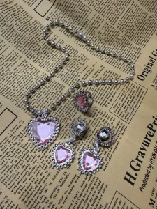 Kids Jewelry Set Princess Dress Necklace Ring Earrings for Girls