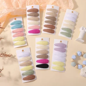 Knitted Fabric BB Hair Clips Set Solid Color Crochet Hair Barrettes for Women & Girls