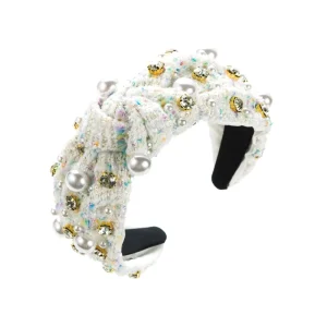 Knot Headband Pearl Crystal Accents Luxury Boucl Hairband High Quality 13 CM Vintage Inspired Party Hair Accessories for Women