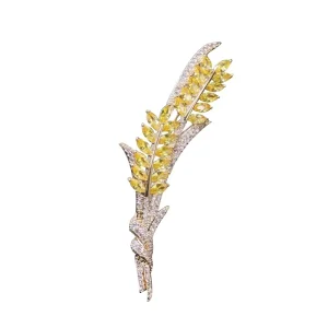Korea Fashion Brooch Matte Gold Full Zircon Elegant Brooches for Women Girls Gift Party