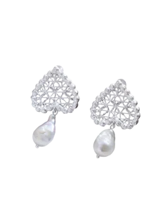 Korea Pearl Diamond Drop Earrings Vintage Baroque Design Stylish Fashion Studs with Personalized KoreanPearl