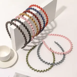 Korea Solid Color Matte Plastic Wave Zig Zag Headband Narrow for Women Tie Hair Fashion Hair Accessories for Summer