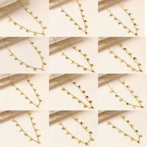 Korean Accessories Jewelry Heart Star Moon Stainless Steel Necklace 18k Gold Plated Colorful Diamond Pendant Necklace for Women