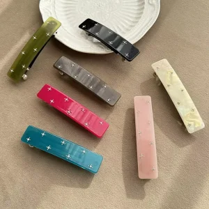 Korean Ambience Acetic Acid Side Clip One Word Clip Spring Clip Broken Bangs Women’s Hair Accessories