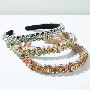 Korean Baroque Pure Hand Stitched Rhinestone Headband Full Diamonds Exquisite Luxurious Sponge Banquet Bride Hair Accessory