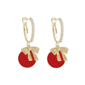 Korean Bow Shaped Imitation Pearl Zinc Alloy Ear Clips Trendy Design Fashionable Unique Featuring Diamond Inlays
