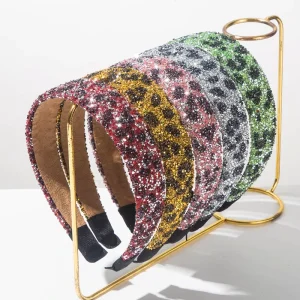 Korean Colorful Diamond-encrusted Leopard Print Sequins Headband Shiny Luxury Hair Accessories