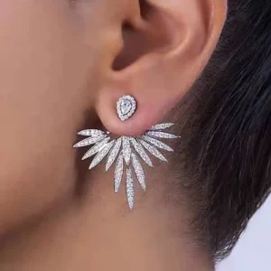 Korean Crystal Flower Drop Dangle Earrings for Women Fashion Hyperbole Crystal Angel Wing Earring Jewelry Accessories