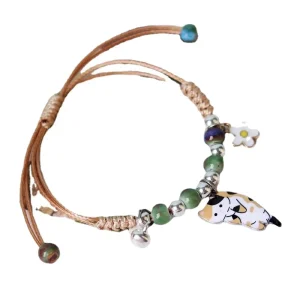Korean Cute Cartoon Animal Cat Rabbit Flower Bracelet for Girl Kid Women Fashion Charm Student Friendship Bracelets Jewelry