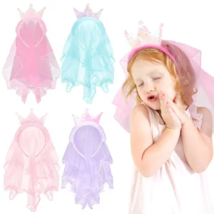Korean Cute Mesh Girl Children’s Headband Sequins Three dimensional Crown Princess Headband Hair Accessories