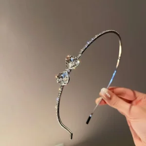 Korean Dongdaemun Fashion Simple Personalized Trendy Diamond Encrusted Bow Hairband Elegant Designer Hair Accessory