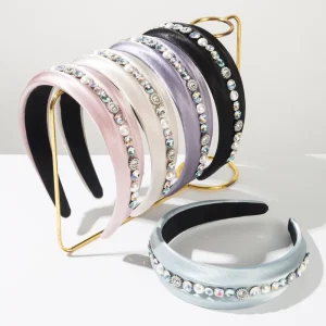 Korean Elegant Pearl Crystal Diamond Wide Brimmed Headband Hair Band Sweet Light Luxury Hair Accessory