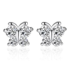 Korean Fashion Butterfly Zircon Earrings Butterfly Shaped Earrings Jewelry