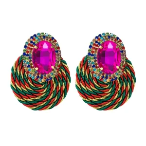 Korean Fashion Colorful Clear Crystal Stud Earrings Luxury Design High Quality Flower Unique Vintage Pendant Jewelry for Women