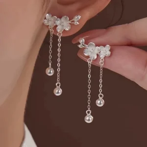 Korean Fashion Daisy Flowers Earrings for Women Simple Long Tassel Earrings Party Wedding Jewelry Gifts