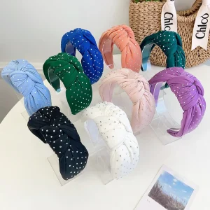 Korean Fashion Diamond encrusted Solid color Knotted Headband Simple Elegant Hair Accessory