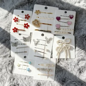 Korean Fashion Pearl Rhinestone Shining Metal Hair Clip Luxurious Girls Wedding Accessories Carton Packaging
