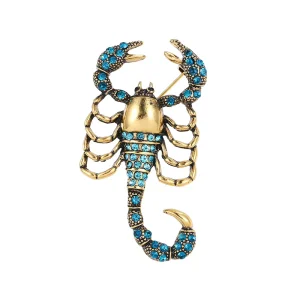Korean Fashion Scorpion Rhinestone Brooch Alloy Crystal Pin Women Clothing Accessory in Stock
