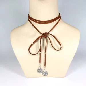 Korean Fleece Lace up Short Necklaces Fashionable and Retro Necklaces and Collars for Women