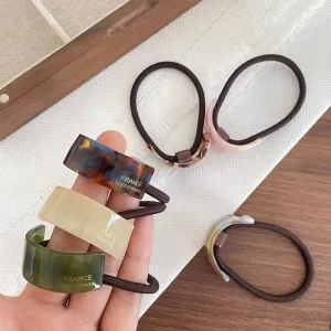 Korean High End Retro Girl Hair Accessories Elegant Simple Gold Label Hair Ring Geometric Curved Ponytail Hair Rope Hair Ties