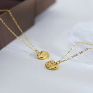Korean Jewelry Stainless Steel Yuan Bao Peace Lock Necklace Fashionable and Charming Women’s Pendant Necklace