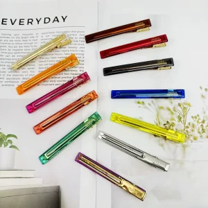 Korean New Colorful Transparent Metal Alligator Hair Clips Duckbill Clips Versatile Side Bangs Barrettes for Women