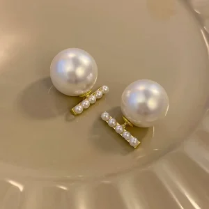 Korean Pearl Alloy Stud Earrings Elegant Pearl Stud Earring for Wedding Jewelry Earring Gift