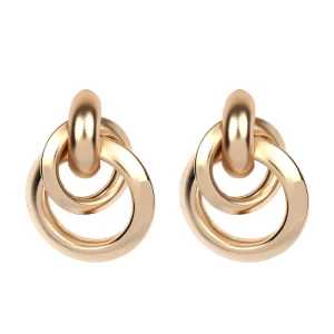 Korean Personality Simple Fashion Metal Ring Interlaced Earrings Three ring Circle Earrings Jewelry Women