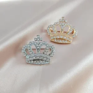 Korean Personalized Couple Full Diamond Zinc Alloy Crown Brooch With Electroplated Nickel Plating 36x30mm