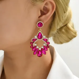 Korean Rhinestone Piercing Earrings for Women Cute Crystal Flower Earrings for Girls