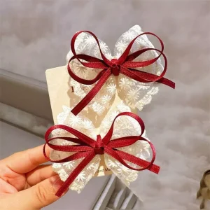 Korean Style Elegant Lace Hairpin for Little Girls Heavy Handmade High grade Headwear for Parties